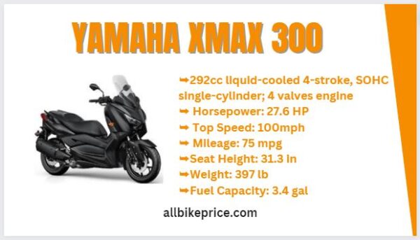 Yamaha XMAX 300 Top Speed, Specs, Price, Review, Mileage, Seat Height, Weight, Horsepower