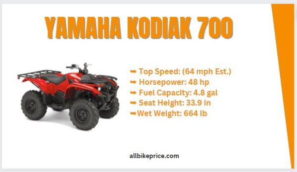 Yamaha KODIAK 700 Price, Specs, Review, Weight, Horsepower,