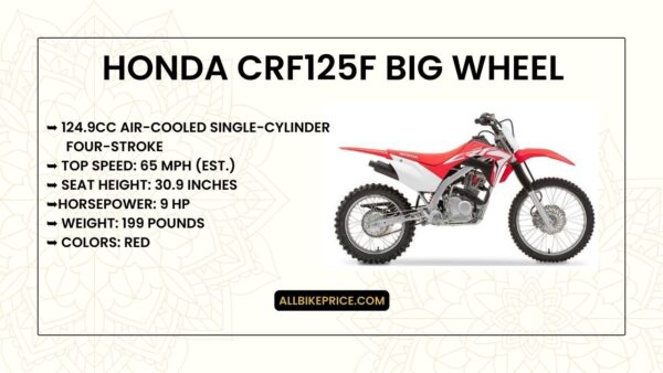 Honda CRF125F Big Wheel Top Speed, Price, Specs, Review, Seat Height, Weight, Graphics, Horsepower
